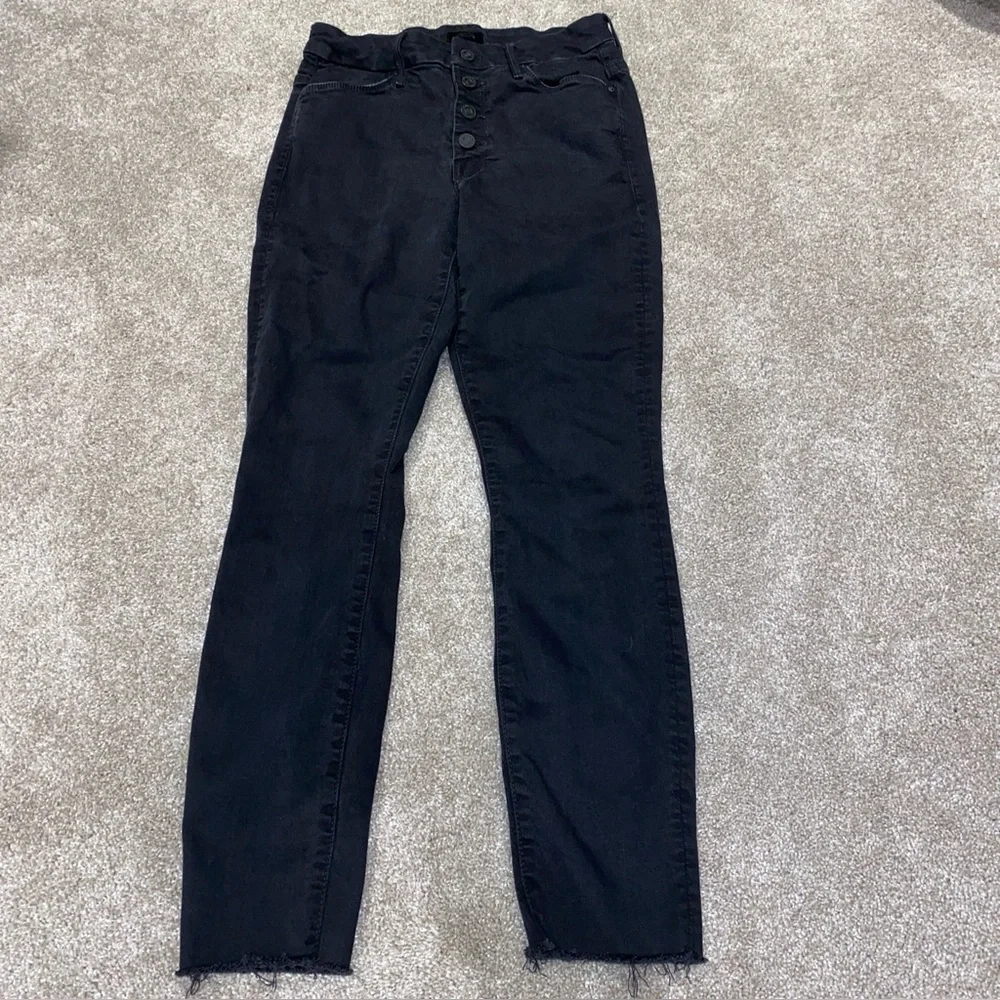 Mother The‎ Pixie Ankle Fray Jeans Woman’s 27 Not Guilty Black Stretch Trendy